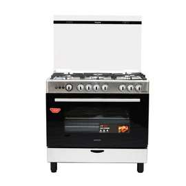 Cuisinière gaz 5 feux four spacieux noir inox