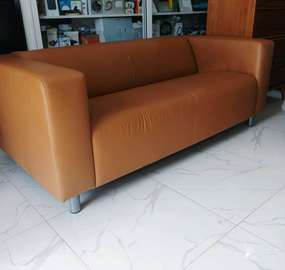 Canapé semi-cuir marron