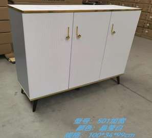 Buffet moderne blanc 100x46x90 cm 3 portes dorées