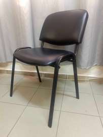 Chaise bureau simili cuir noir cadre métal robuste