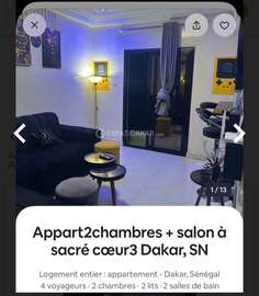 Appartements meublés Dakar sacré cœur 3( 2 chambres salon