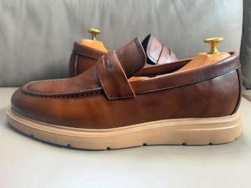 Mocassin cuir marron confortable semelle épaisse