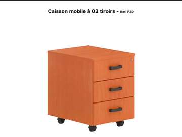 Caisson mobile 3 tiroirs bois clair roulettes
