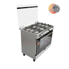 CUISINIERE ASTECH 5FEUX 90X60+FOUR A GAZ FULL OPTION GRIS