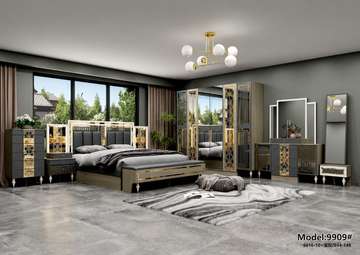 CHAMBRE A COUCHER ARMOIRE 6BATTANTS 7PIECES BEIGE