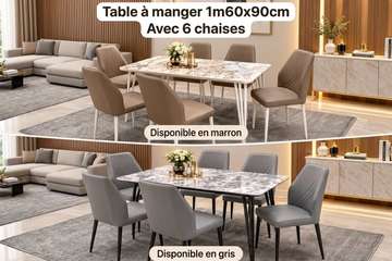 Table à manger avec 6 chaises effet marbre