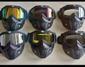 Masque moto intégral noir miroir anti-UV lot 6