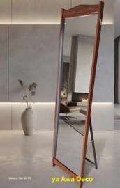 Miroir sur pied bois foncé grande hauteur élégant