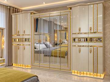 CHAMBRE A COUCHER ARMOIRE 8BATTANTS 8PIECES