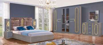 Ensemble chambre moderne gris clair tête rembourrée