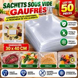 50 Sachets Sous Vide pour Gaufres 30 × 40 cm