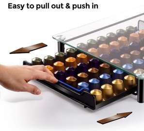 Rangement capsules avec Tiroir et plateau en verre