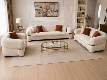 SALON TISSU 6 PLACES S-1234 COULEUR GA-SOLO111 BEIGE