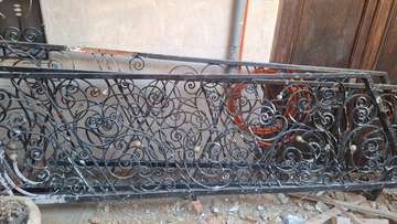 Lot de 3 rampes d'escalier en fer forgé noire décorative