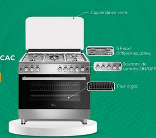 CUISINIERE CAC 5FEUX 90X60 INOX FULL OPTION
