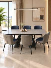TABLE A MANGER EXTENSIBLE 6PLACES GRIS TA061