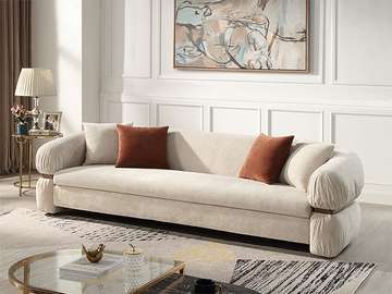 CANAPE EN TISSU 3 PLACES S-1234 COULEUR GA-SOLO111 BEIGE