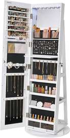 Armoire à bijoux blanche avec miroir et rangement
