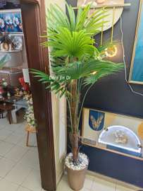 Palmier avec cache pot et déco 2 mètres