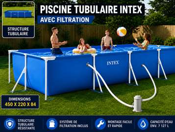 PISCINES TUBULAIRES INTEX AVEC FILTRATION 450 X 220 X 84