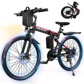 Varun vélo électrique pliant 26 noir rouge batterie amovible