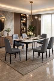 TABLE À MANGER 6PLACES 160X90 GRIS D