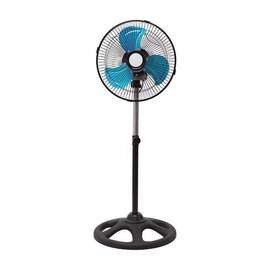 Ventilateur sur pied bleu noir electrique