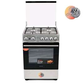 CUISINIERE ASTECH 4FEUX 60X60 + FOUR A GAZ FULL OPTION GRIS