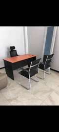 Bureau professionnel chêne et métal avec 2 chaises