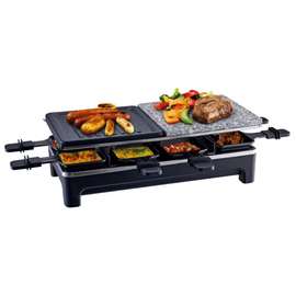 Machine à raclette et grill électrique noir gris 1500W