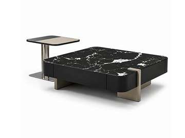TABLE BASSE EN MARBRE+VERRE