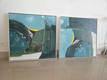 Lot de 2 tableaux modernes en duo