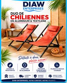 Duo de chiliennes aluminium et textileine pliables