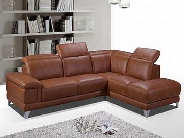 SALON CUIR 5 PLACES ANGLE LD-498C COULEUR MARRON B35