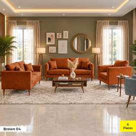 Salon 6 places velour design moderne