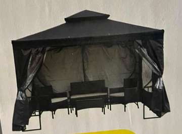 Gazebo noir en métal 2m95 x 2m95 x 2m7