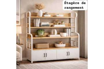 Étagère cuisine bois clair 3 niveaux