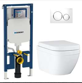 Geberit WC suspendu blanc avec bâti-support et double touche