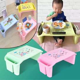 Table enfant pliable jaune/rose/vert avec rangements