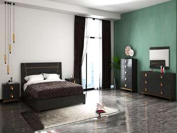 CHAMBRE A COUCHER REF 0121 PORTES BATTANTES NOIR/GOLD