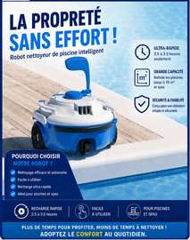 Robot nettoyeur piscine intelligent 10m² recharge rapide