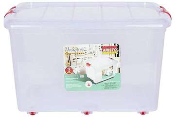 Bac De Rangement Plastique 70L Avec Roulettes