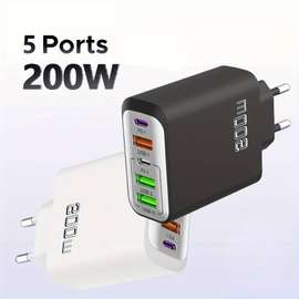 Chargeur USB rapide GaN 200W à 5 ports