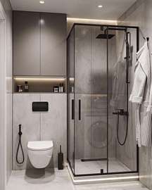 Cabine de douche effet pluie, en verre +chaise anglaise