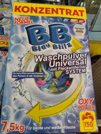BB Blau Blitz lessive poudre 7,5 kg détachant puissant