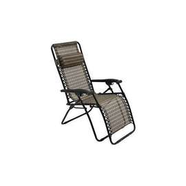 Chaise longue pliable métal et toile tressée