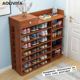 Meuble rangement chaussures bois naturel 5 étagères