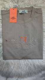 Hermès t-shirt beige logo brodé luxe neuf