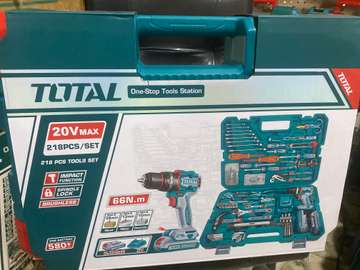 Total 20V Max Coffret 218 pièces avec perceuse brushless
