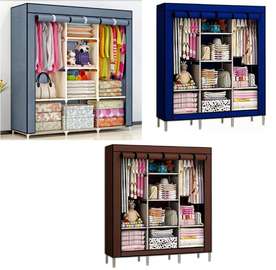 Armoire rangement textile grande capacité bleu marron gris